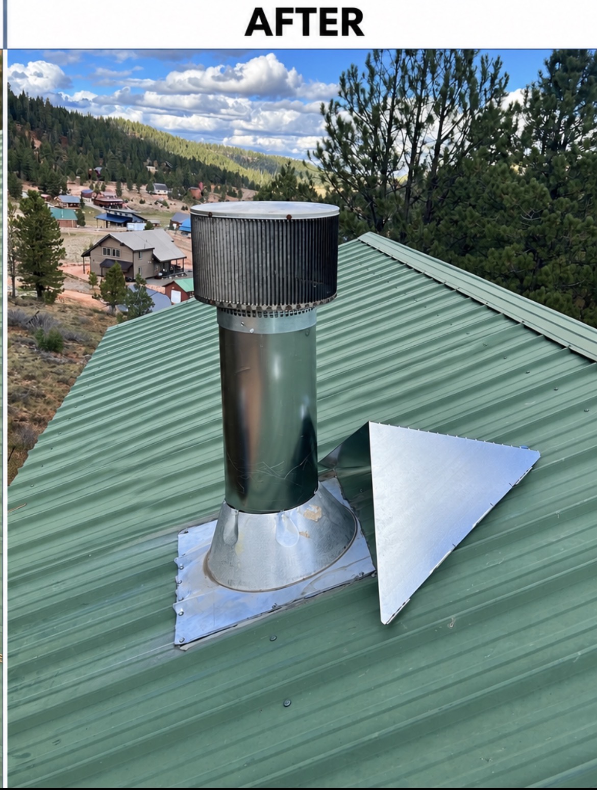 Chimney with new metal flashing